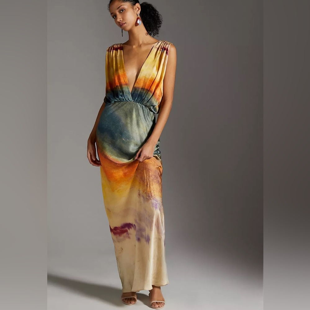 Mes Demoiselle Silk Maxi Dress Size 4 NWT